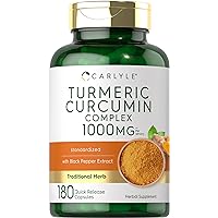 Turmeric Curcumin with Black Pepper 1000mg | 180 Capsules | Turmeric Complex Supplement | Non-GMO, Gluten Free