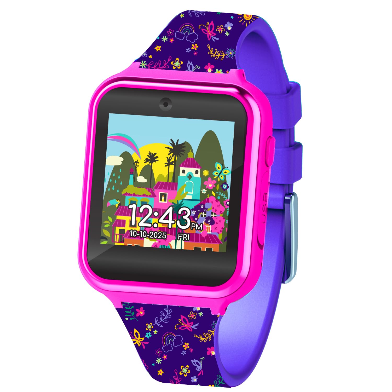 Accutime Encanto Educational Learning Touchscreen Kids Smartwatch - Multicolor Strap - Toy - Girls, Boys, Toddlers - Selfie Cam, Games, Alarm, Calculator, Pedometer (Model: ENC4015AZ)