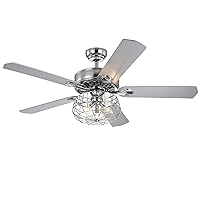 Warehouse of Tiffany Imberts Chrome 52-Inch 5-Blade Lighted Ceiling Fan with Cage Chandelier
