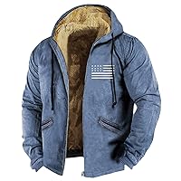 Mens Winter Heavyweight Fleece Sherpa Lined Warm Sweatshirt Big And Tall Zip Up Hoodie Jackets