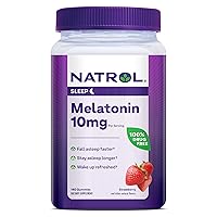 Natrol 10mg Melatonin Gummies, Sleep Support for Adults, Melatonin Supplements for Sleeping, 140 Strawberry-Flavored Gummies, 70 Day Supply