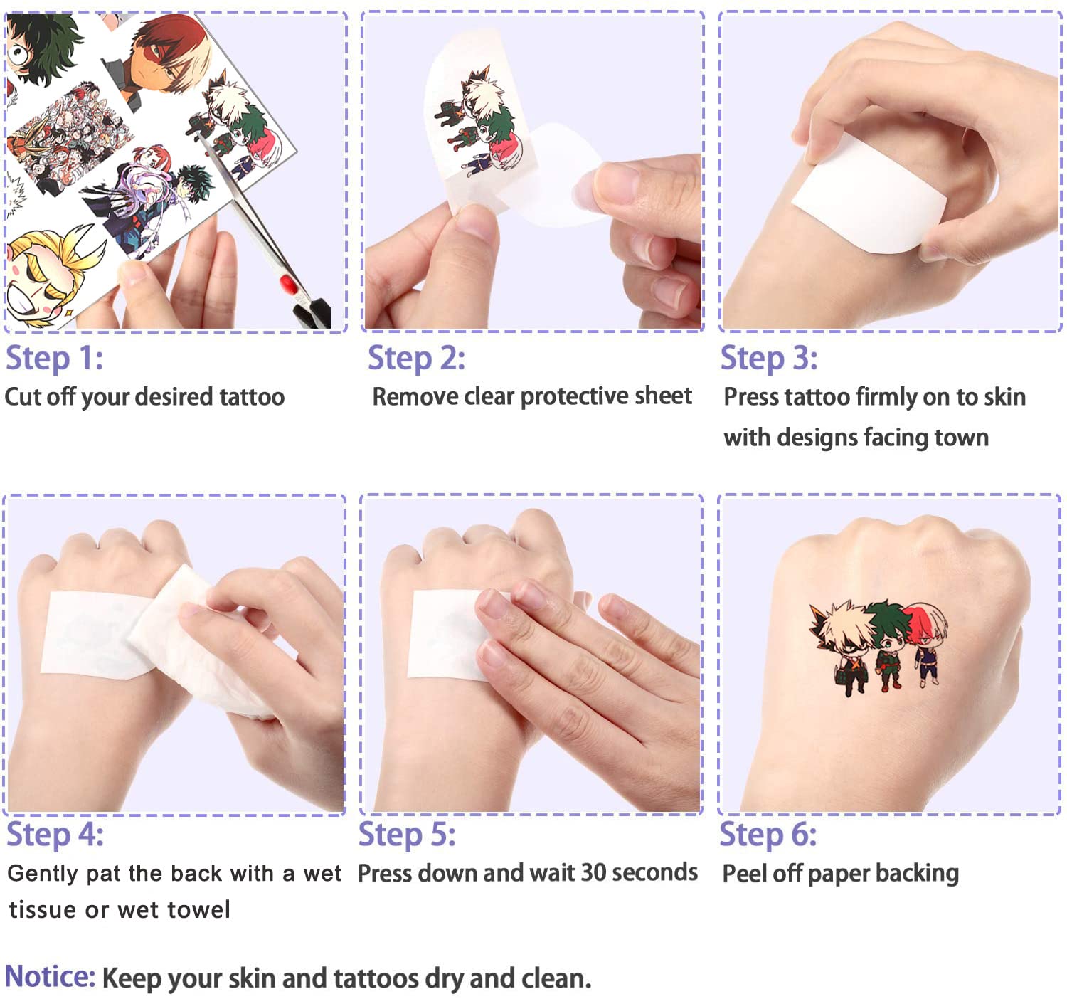 12 Sheets Cute Temporary Tattoos for Kids, Party Supplies Anime Party Favors Birthday Decorations Cartoon Party Decorations for Kids Boys Girls Party Game Reward Gifts