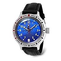 Vostok | Scuba Dude Amphibian Automatic Self-Winding 40mm Diver Wrist Watch | WR 200m | Amphibia 420379 | Blue Dial Mechanical Watch | Luminous dots
