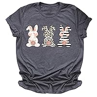 Women's Easter Bunny Shirt Cute Rabbit T Shirt Crewneck Short Sleeve Bunny Ears Print Graphic Tee Top