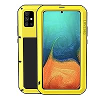Samsung A51 Military Metal Silicone Case Full Body Rugged Drop Protection Cover Built-in Screen Protector Heavy Duty Hybrid Shockproof Armor Impact Tough Case for Samsung A51 (A51, Yellow)