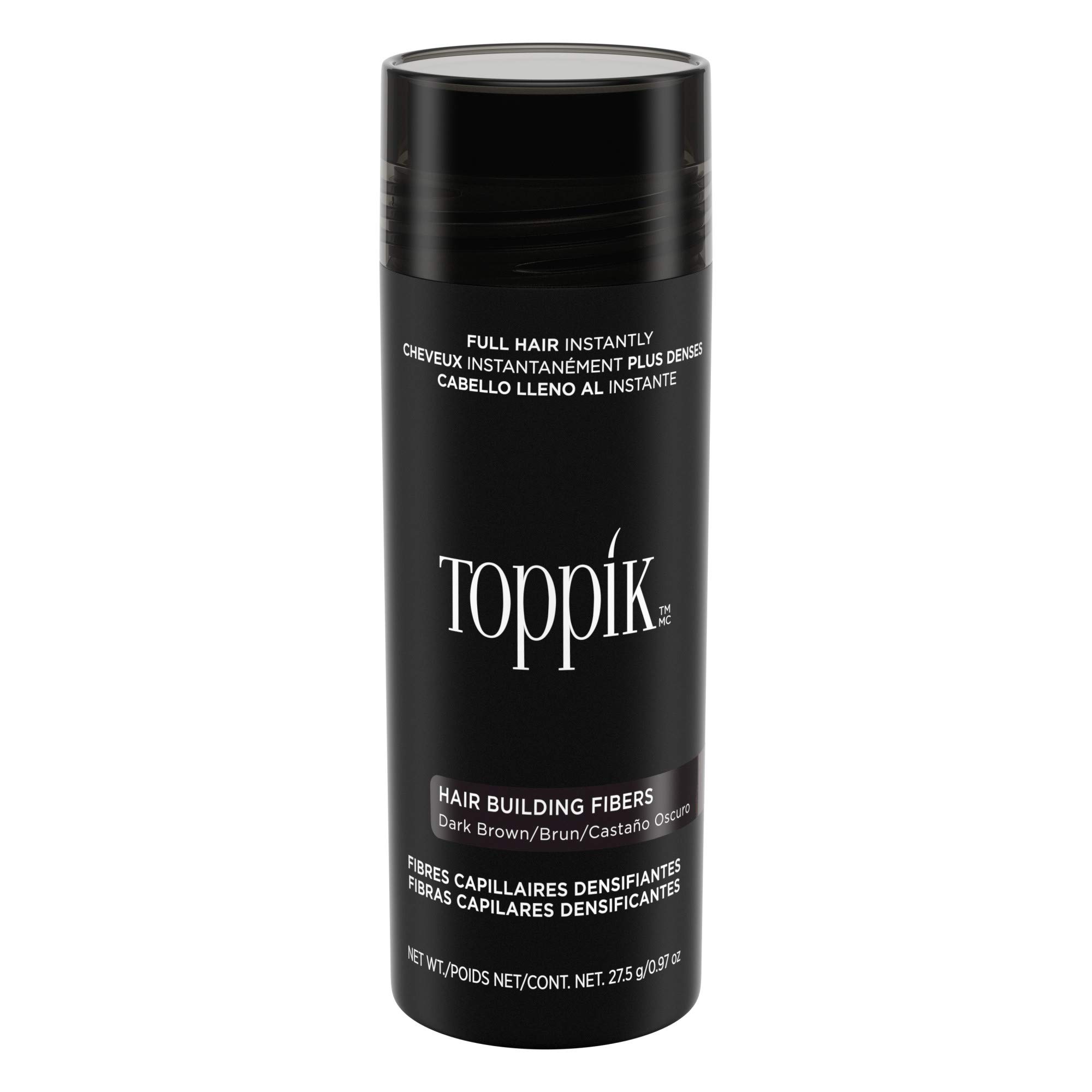 Toppik Hair Building Fibers, Dark Brown, 27.5g, Fill In Fine or Thinning Hair, Instantly Thicker, Fuller Looking Hair, 9 Shades for Men and Women , 0.97 Oz (Pack of 1)