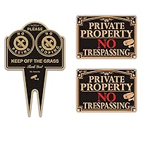 No Pooping No Peeing Dog Sign - Keep Dog off Grass Yard Lawn Sign and Amexiu No Trespassing Sign Private Property -24 Hour Video Surveillance Signs (1 Pack + 2 Pack)