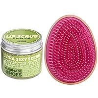 Save 10% The Ultimate Self-Care Duo for Nourished Lips and Tangle-Free Hair : 100% Natural Lip Scrub Matcha Latte and Hair Detangler Brush in Rose Gold