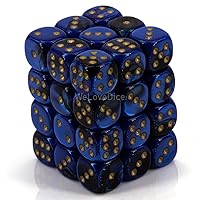 Chessex DND Dice Set-Chessex D&D Dice-12mm Gemini Black, Blue, and Gold Plastic Polyhedral Dice Set-Dungeons and Dragons Dice ludes 36 Dice – D6, Various (CHX26835)