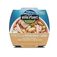 Wild Planet Ready-To-Eat Wild Tuna White Bean Salad With Organic Chickpeas, Carrots, Red Peppers & Green Olives 5.6oz, Pack Of 1