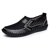 Men's Mesh Breathable Walking Loafers Outdoor Lightweight Slip-on Mesh Casual Shoes Stitching Honeycomb Hiking Shoes