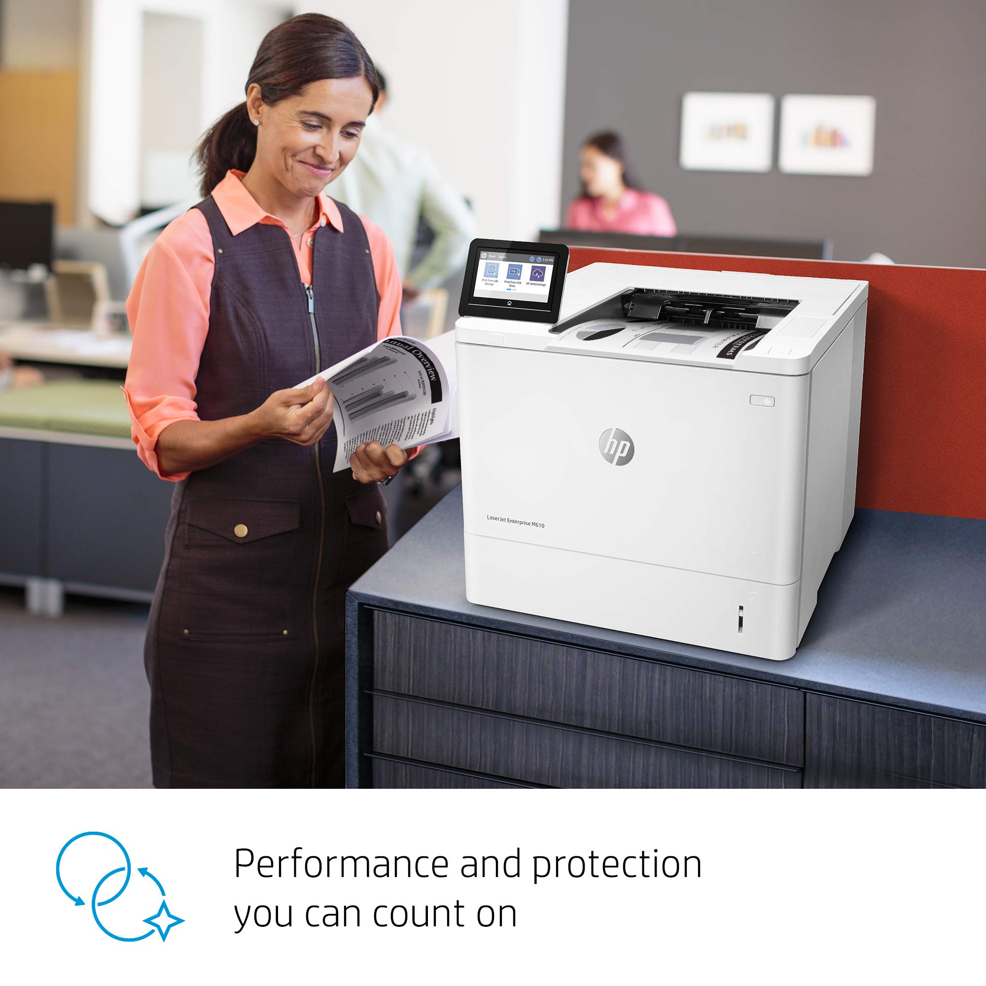 HP LaserJet Enterprise M610dn Monochrome Printer with built-in Ethernet & 2-sided printing (7PS82A), White