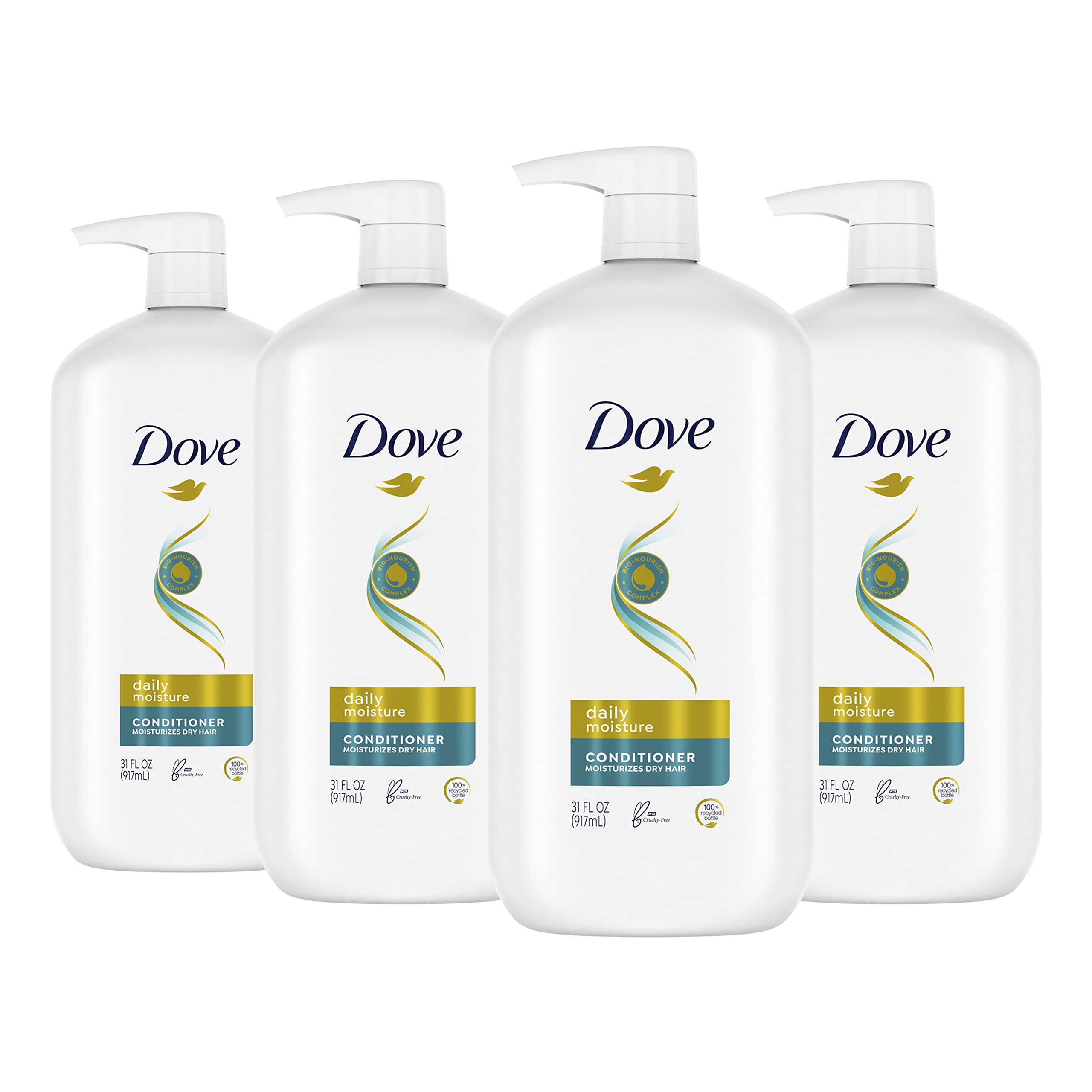 Dove Ultra Care Conditioner Daily Moisture, Pack of 4, For Dry Hair Conditioner with Bio-Restore Complex 31 oz