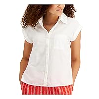 Style & Company Womens White Pocketed Slitted Sheer Unlined Cuffed Sleeve Collared Button Up Top XXL