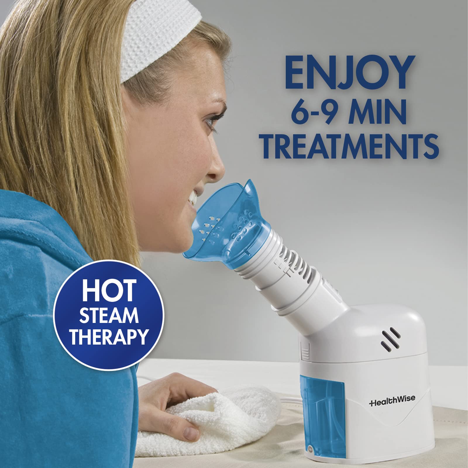 HealthWise Steam Inhaler Respiratory Vapor Therapy | Sinus Pressure, Congestion, Colds & Cough Relief | Mask for Cleansing
