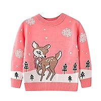 Toddler Christmas Sweater Boy Boys Knit Splicing Color Tops Reindeer Snowflake Prints Long Sleeve Shirts