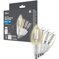 CYNC Smart LED Light Bulb, B11 Candle Light Bulb, Works with Amazon Alexa and Google Home, WiFi Light, 60W Equivalent, Soft White, Small Base (Pack of 4)