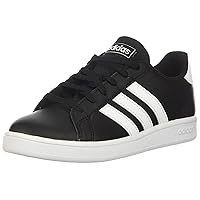 adidas Kid's Grand Court Wide Shoe, Black/White/White, 4.5 W US Big Kid