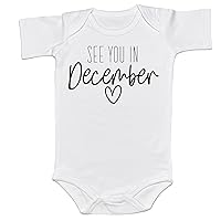 Baby Announcement See You In September Onesie Pregnancy Reveal Infant Shower Gift Coming Soon One-piece Romper (0-6 Months, December-Short Sleeve Romper)