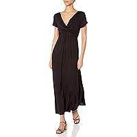 Star Vixen Women's Short-Sleeve Twist-Front Maxi Dress