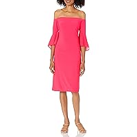 Betsy & Adam Women's One Size Off The Shoulder Dress with Ruffle Sleeves
