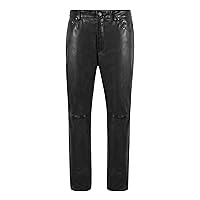 Mens Real Leather Trouser Motorcycle Black Lambskin Leather Jeans Style Pant 501