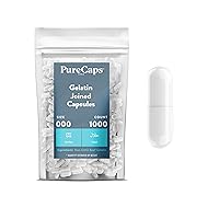 Empty Gelatin Capsules Size 000, 1,000 Empty Joined Gel Pills, White, Non-GMO Certified, Kosher, Gluten Free and Halal Certified, Pure Beef Gel Pill Capsules Empty