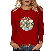40th Birthday Gift Shirts Women Vintage 1984 Original Parts Letter Tshirt Long Sleeve Crewneck Casual Tee Tops