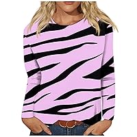 Womens Tops Autumn, Women's Fashion Casual Retro Printed Round Neck Long Sleeve Pullover Top