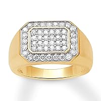 Men's 0.50 Ct Round CZ White Diamond Cluster Engagement Ring 14k Yellow Gold Plated 925 Sterling Silver