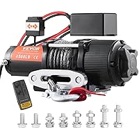 Electric Winch, 12V 4500 lb Load Capacity Nylon Rope Winch, IP55 1/4” x 39ft ATV UTV Winch with Wireless Handheld Remote & Hawse Fairlead for Towing Jeep Off-Road SUV Truck Car Trailer Boat