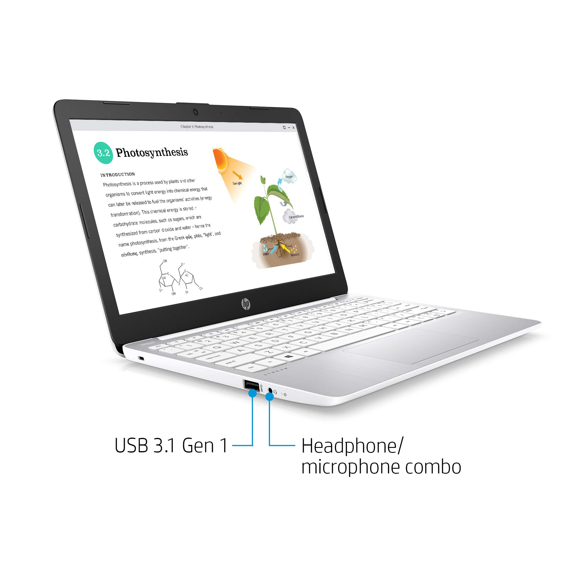 HP Stream 11.6-inch HD Laptop, Intel Celeron N4000, 4 GB RAM, 32 GB eMMC, Windows 10 Home in S Mode with Office 365 Personal for 1 Year (11-ak0020nr, Diamond White)
