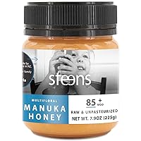 Steens Manuka Honey - MGO 85+ - Pure & Raw 100% certified multifloral Manuka Honey - Bottled and Sealed in New Zealand - 7.9 oz
