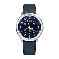 Mondaine MON Helvetica MH1.R2S40.LD Regular Smart Watch | 40 mm Stainless Steel Polished/Dark Navy and Blue/Navy Blue Leather