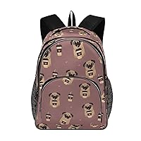 ALAZA Pug Dog with Coffee Pattern Backpack Daypack Laptop Work Travel College Bag for Men Women Fits 15.6 Inch Laptop