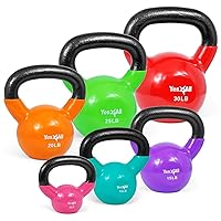Yes4All Combo Kettlebells Vinyl Coated Weight Sets Great for Full Body Workout Equipment Push up, Grip Strength and Strength Training, Dumbbell Weights Exercises