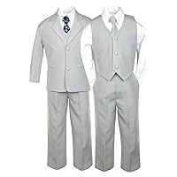 Boys Silver Tuxedo Suits with Satin Geometric Necktie from Baby to Teen (6)