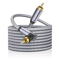 90 Degree RCA Cable 50ft/15M,RCA Subwoofer Cable Dual Shielded Right Angle Digital Audio Coaxial RCA Cable Male to Male[Ultra-Durable and Tangle-Free]-Grey