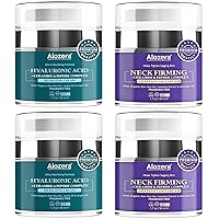 2 Neck Firming + 2 Hyaluronic Acid Creams - Special Neck Skincare Bundle for Tightening and Moisturizing - Made in USA, 4 Jars, 1.7 oz Each