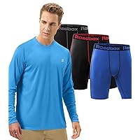 Roadbox (Size: L) Men's Sun Protection Long Sleeve Shirts & Men's 3 Pack Compression Shorts Underwear
