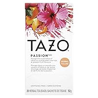 TAZO Passion Enveloped Hot Tea Bags Herbal, Caffeine Free, Non GMO, 24 count, Pack of 6