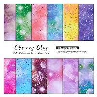 6-inch Starry Sky Scrapbook Paper, 24 Sheets Single-Sided Pattern Paper Pad Colorful Decorative Craft Paper for Junk Journal Card Making DIY Craft Photo Album Origami
