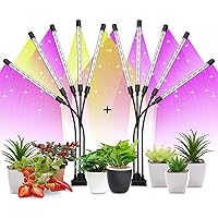 WEDCOL Plant Grow Lights - Full Spectrum Grow Light for Indoor Lights Adjustable Gooseneck 135 LED Grow Lamp with 3/9/12H Timer, 10 Dimmable Levels & 3 Switch Modes, 2 Pack(Purple&Warm Light)