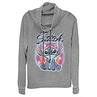 Disney Lilo Stitch Airbrush Women's Long Sleeve Cowl Neck Pullover