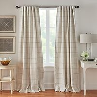 Elrene Home Fashions Brighton Windowpane Plaid Blackout Window Curtain, Living Room and Bedroom Drape with Rod Pocket Tabs, 52