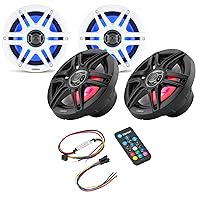 Clarion (2 Pairs CMS-651RGB-SWB 6.5-inch Speakers, Sport Grilles with RGB LED Lighting & Remote