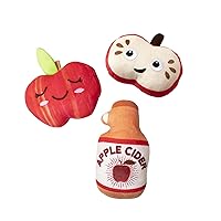 Fringe Studio Plush Dog Toy Set, Apples of My Eye, 3 Piece Set, Pet Shop Collection (662044)