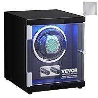 VEVOR Watch Winder, Rotating Watch Box for High-End Automatic Watches, Single Watch Winder Case with Quiet Japanese Motor, LED Light, Adjustable Direction and Speed, Multi Modes