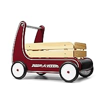 Radio Flyer Classic Walker Wagon, Sit to Stand Toddler Toy, Wood Walker, For Ages 1-4, Red