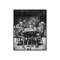 Poster Master Vintage Skeletons Smoking Poster - Retro Dinner Party Print - Skeleton Art - Halloween Art - Gift for Him & Her - Gothic Decor for Dorm, Living Room or Bedroom - 16x20 UNFRAMED Wall Art